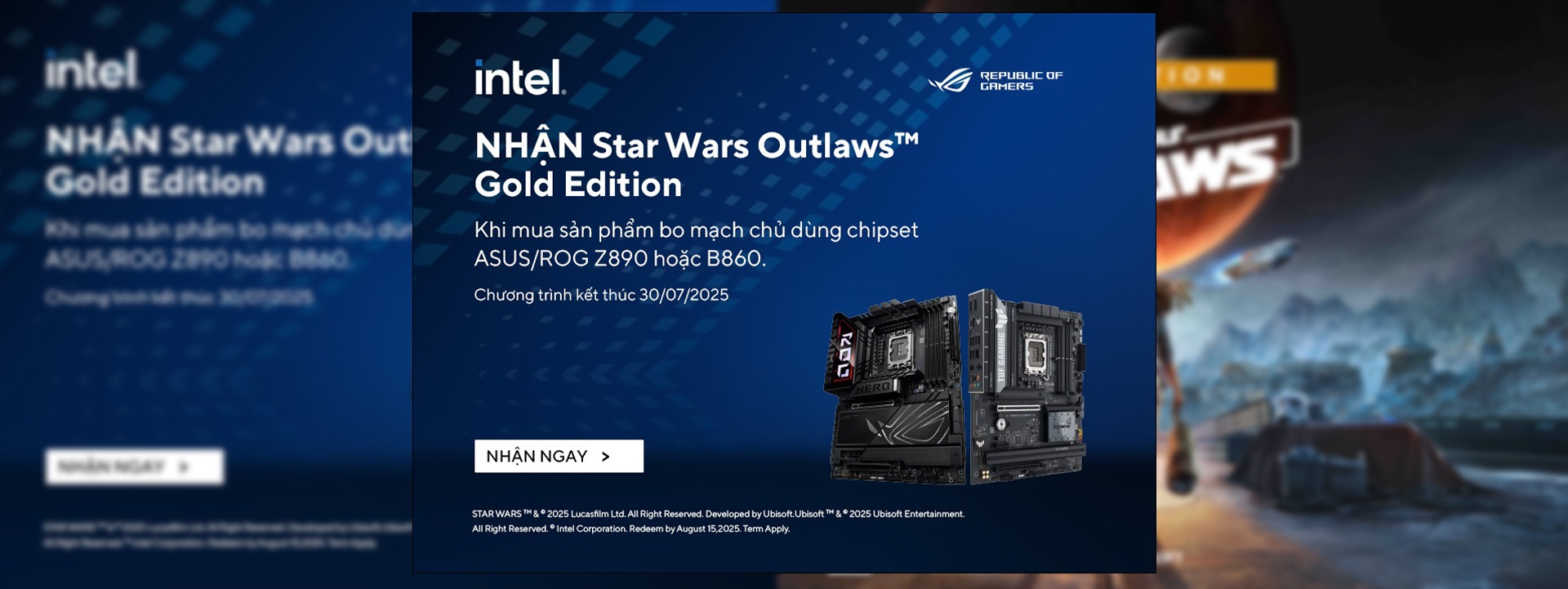 Tặng Star Wars Outlaws Gold Edition Khi Mua Bo Mạch Chủ ASUS Z890/B860