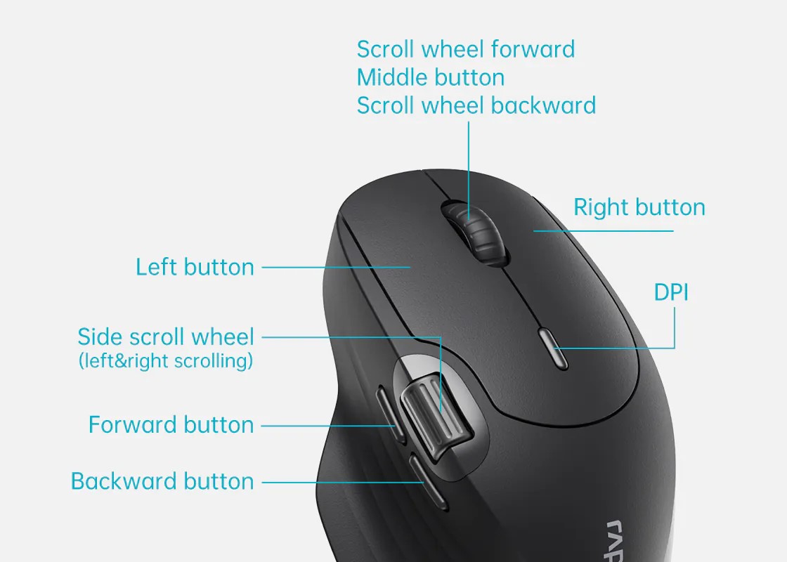 Chuột không dây Rapoo MT560 Multimode (Wireless, Bluetooth 5.0, USB-C)