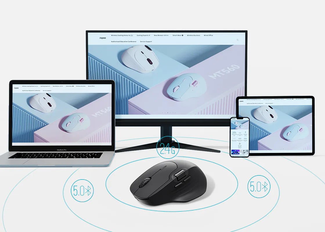 Chuột không dây Rapoo MT560 Multimode (Wireless, Bluetooth 5.0, USB-C)