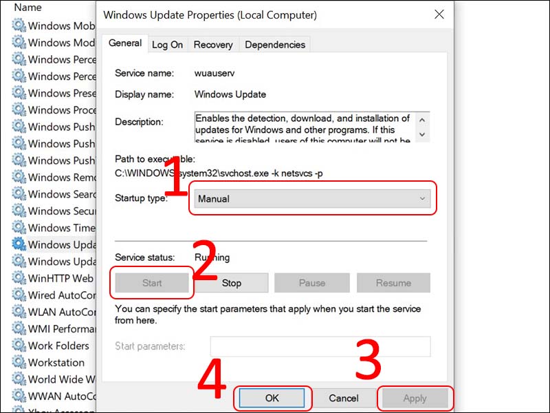 Cài đặt mục Windows Update