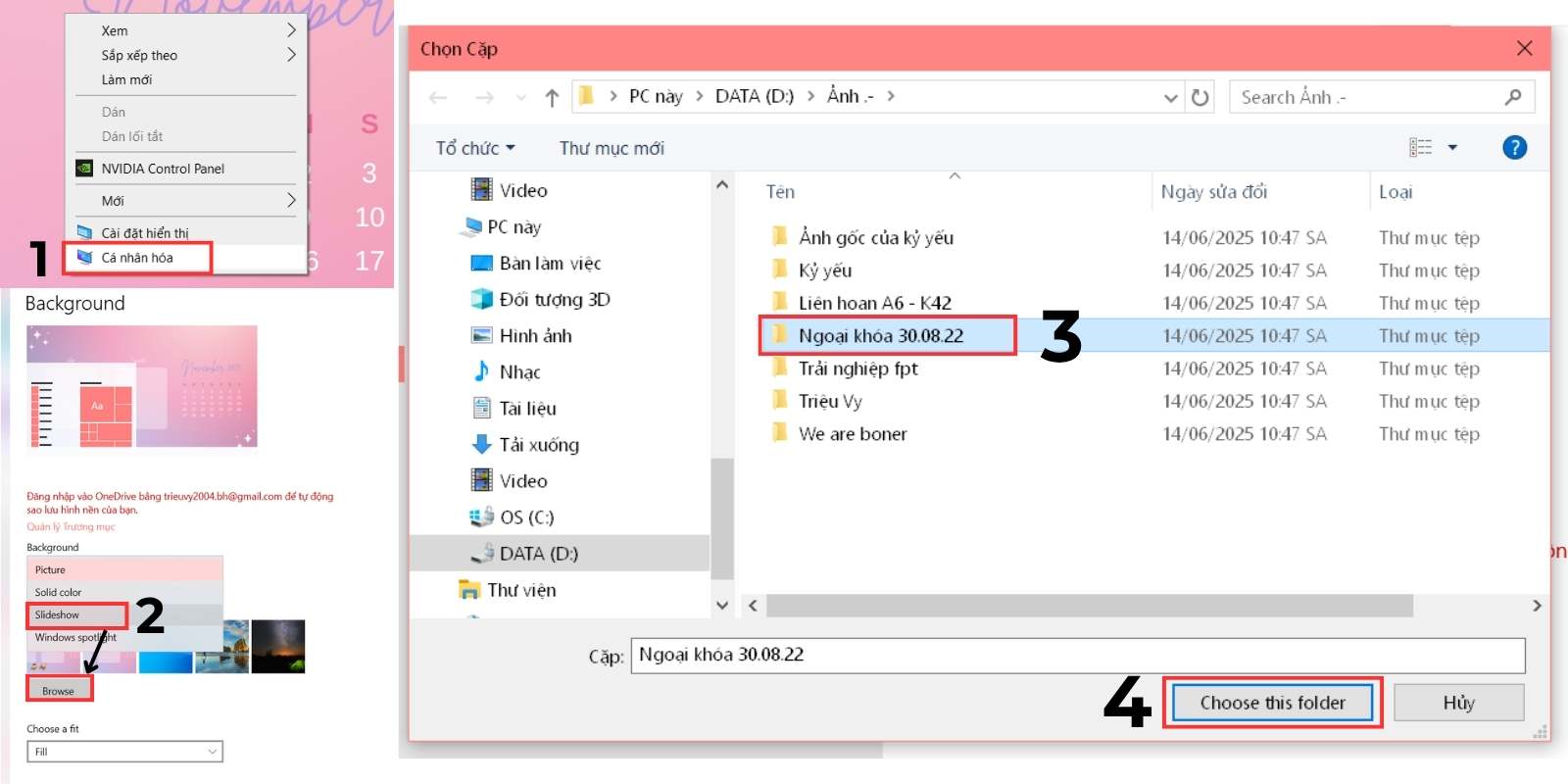 cách cài ảnh nền máy tính thay đổi liên tục windows 10