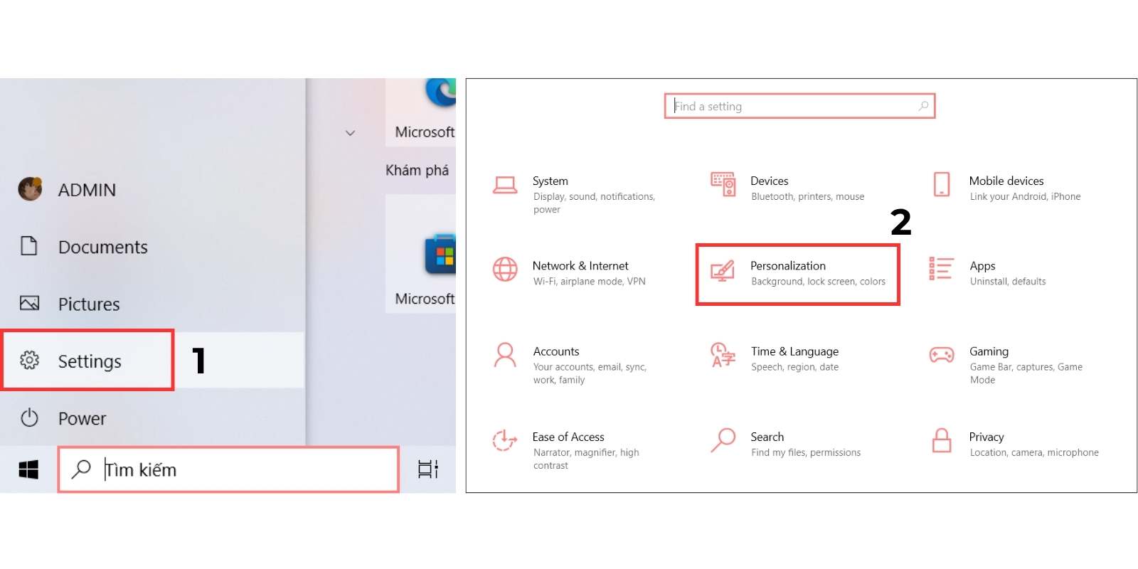 cách cài ảnh nền máy tính windows 10 bằng setting