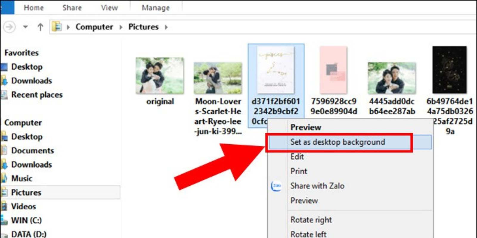 cách cài ảnh nền máy tính windows 7 nhanh