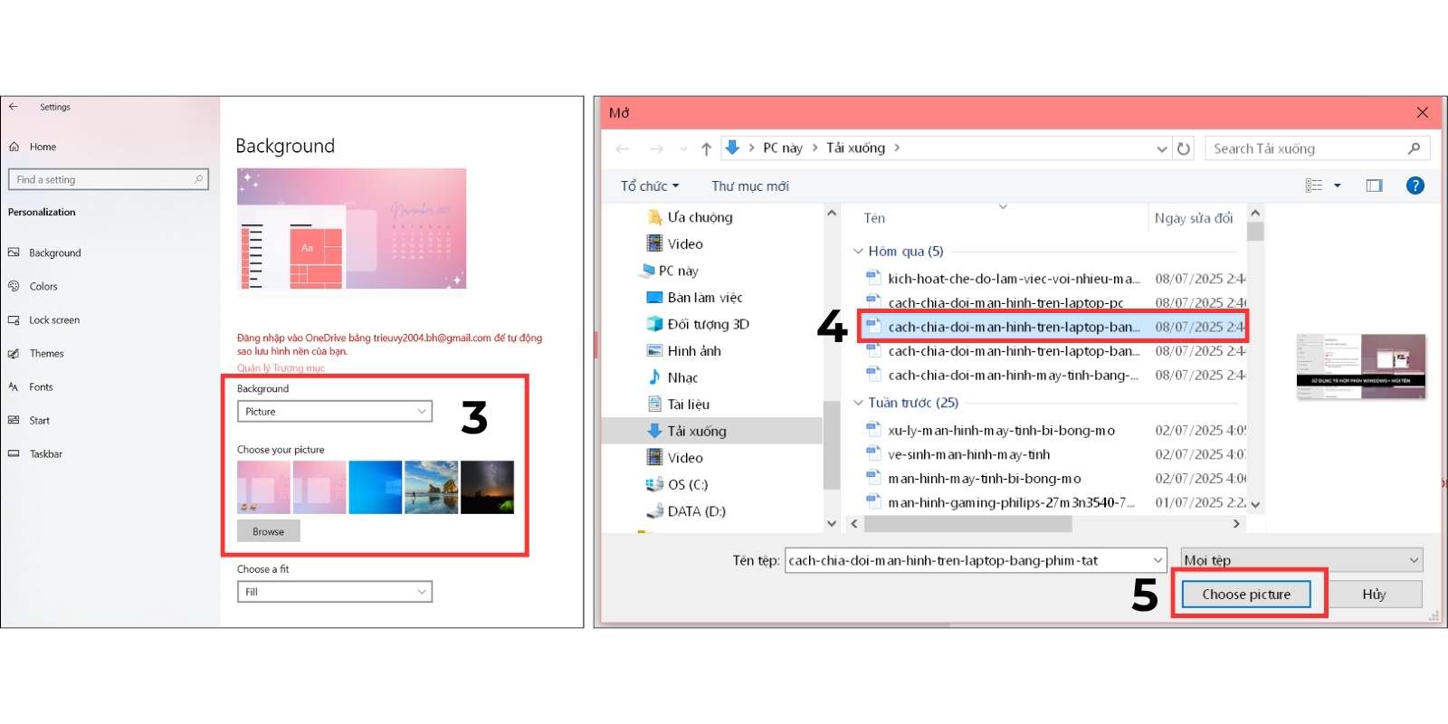 cách cài hình nền máy tính windows 10
