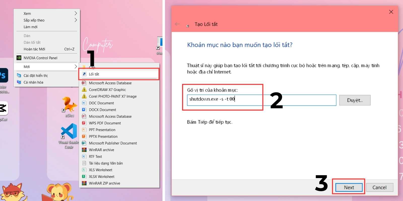 Cách tắt máy tính bằng shortcut