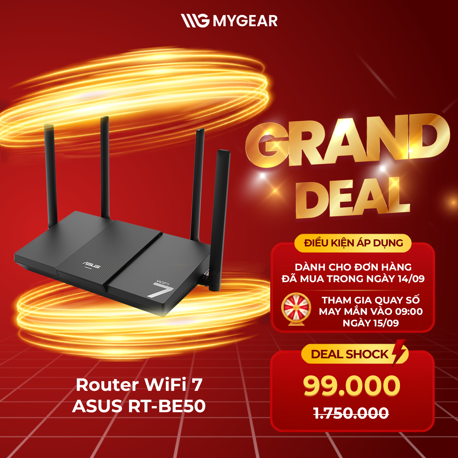 Router WiFi 7 ASUS RT-BE50 2 Băng tần Deal Shock 99.000đ