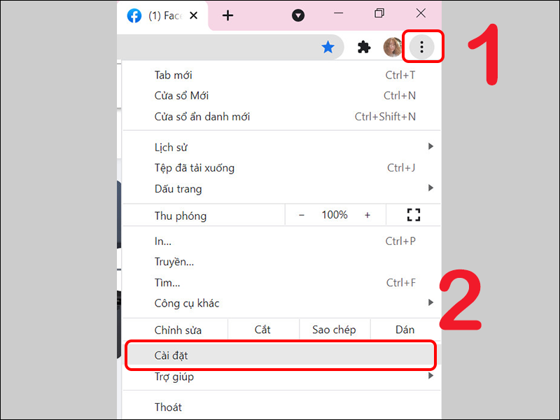 Truy cập vào cài đặt Chrome