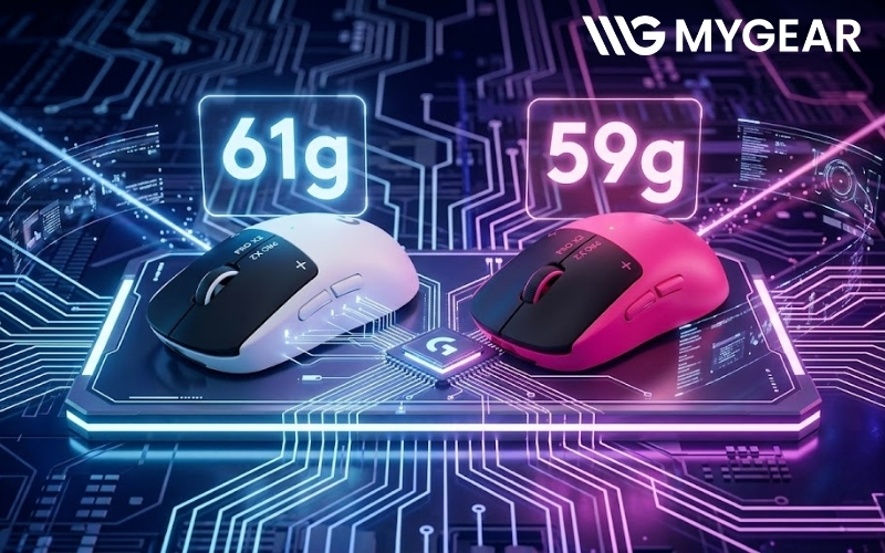 PRO X3 giảm 2g so với trọng lượng 61g của PRO X2
