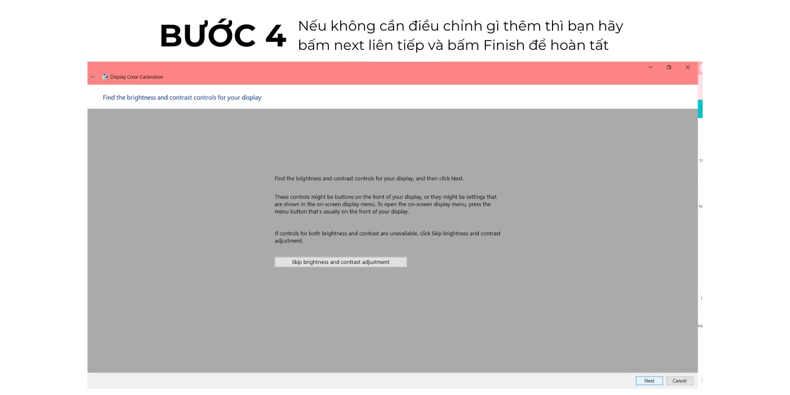bước 4 hướng dẫn việc chỉnh độ tương phản