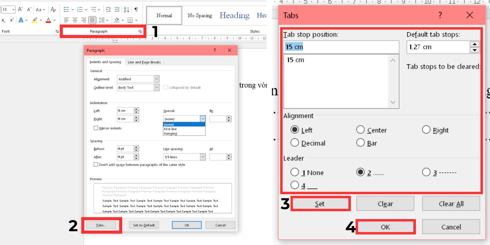 Cách đánh dấu chấm trong word bằng paragraph