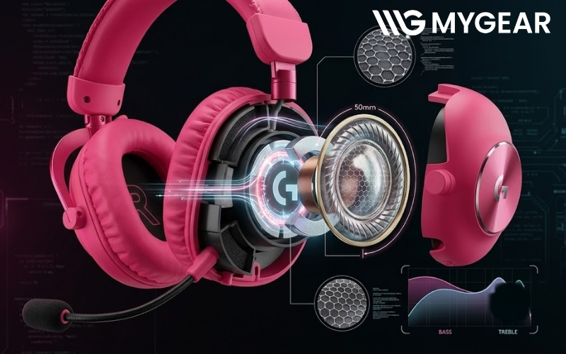 Cấu tạo màng loa graphene 50mm trên tai nghe Logitech G PRO