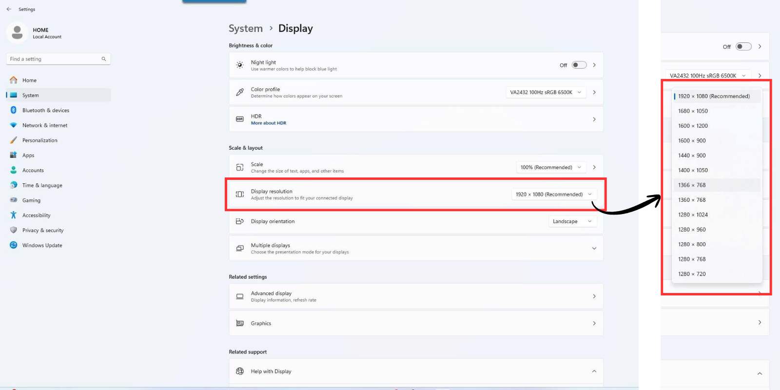 Cách chỉnh tỉ lệ màn hình máy tính Windows 11
