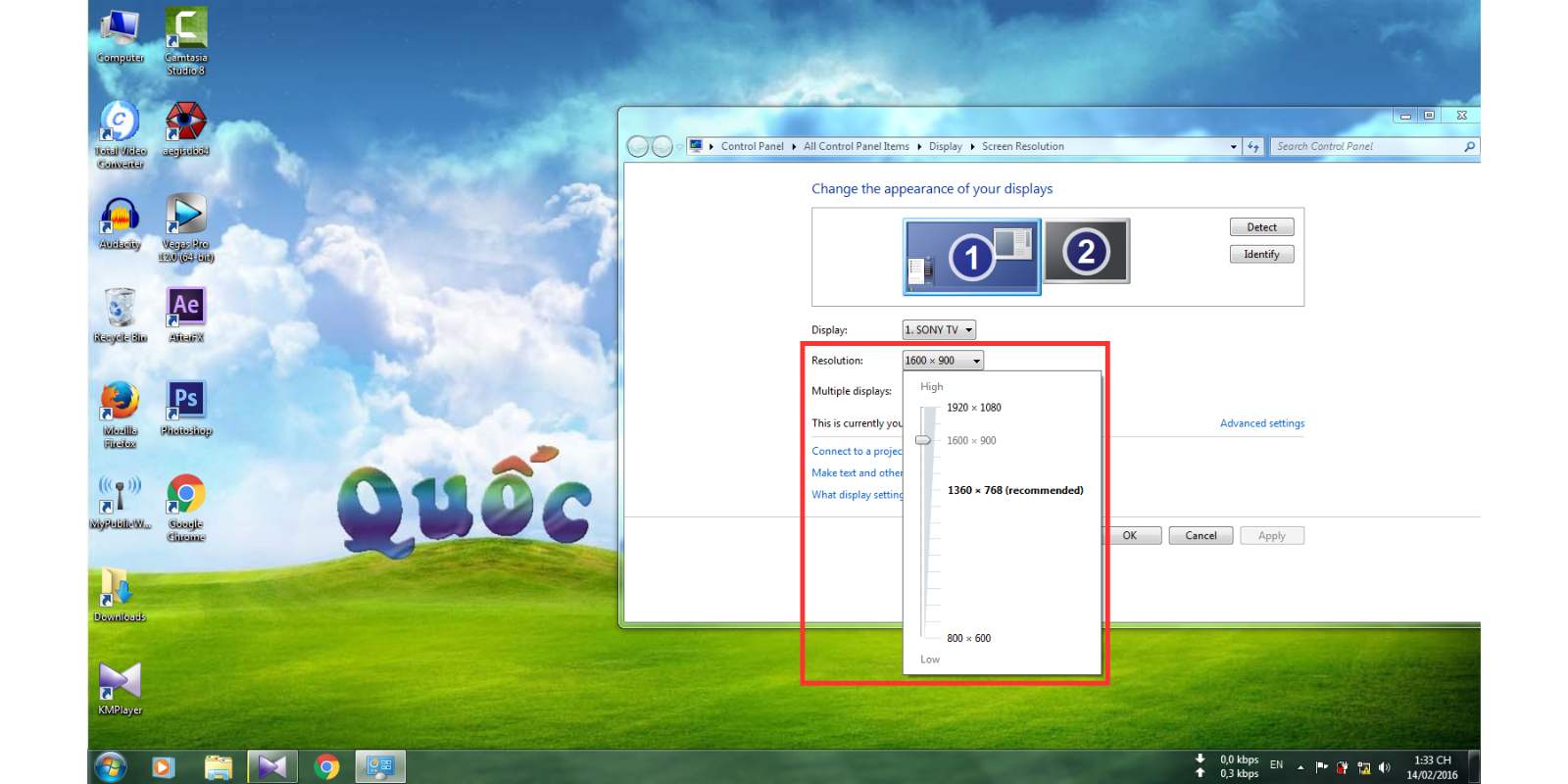 Cách chỉnh tỉ lệ màn hình máy tính Windows 7