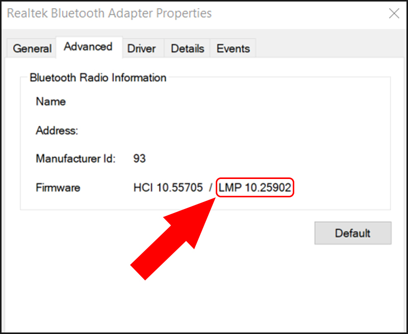 Quan sát thông số Bluetooth