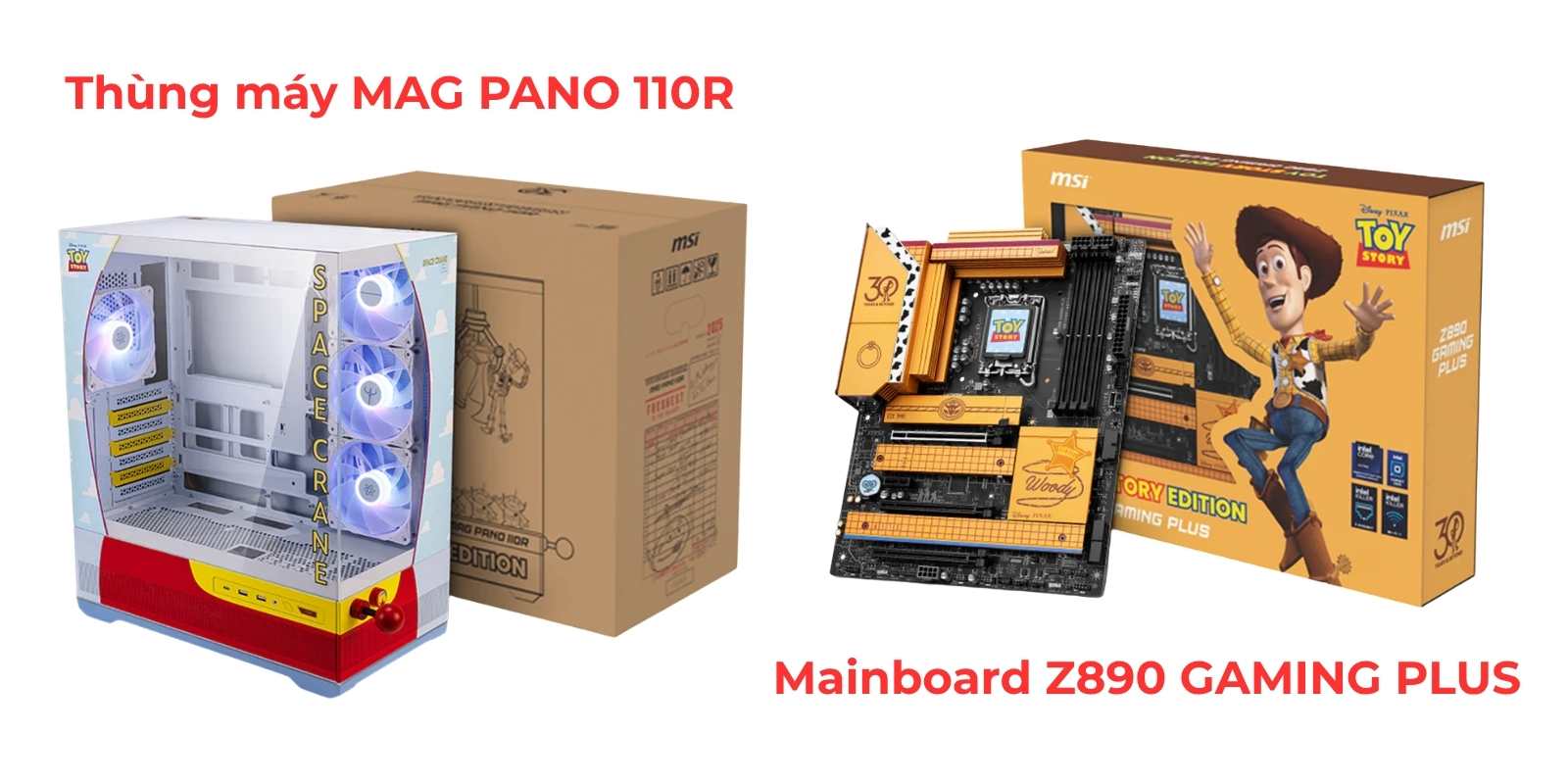 thùng máy và mainboard toy story