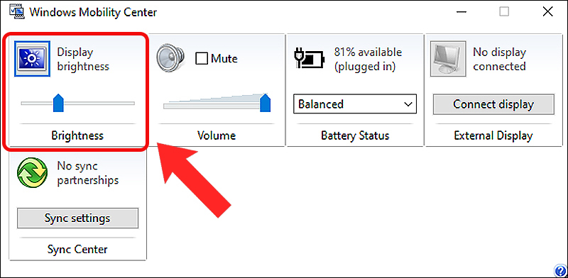 Chỉnh độ sáng tại Display brightness