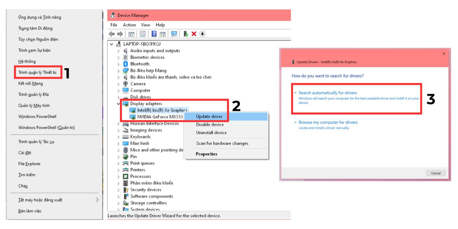 khắc phục màn hình máy tính bị đốm sáng bằng cách update driver