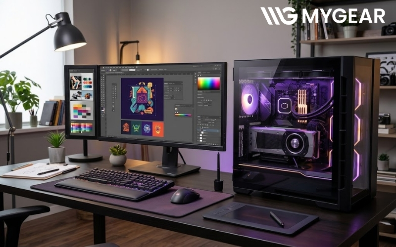 Bộ PC gaming cùng màn hình, bàn phím và chuột