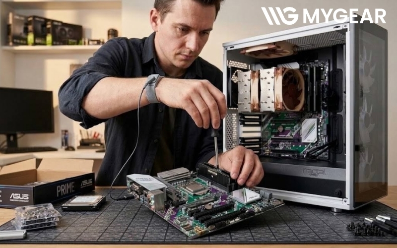 Lắp đặt linh kiện vào mainboard khi tự build PC
