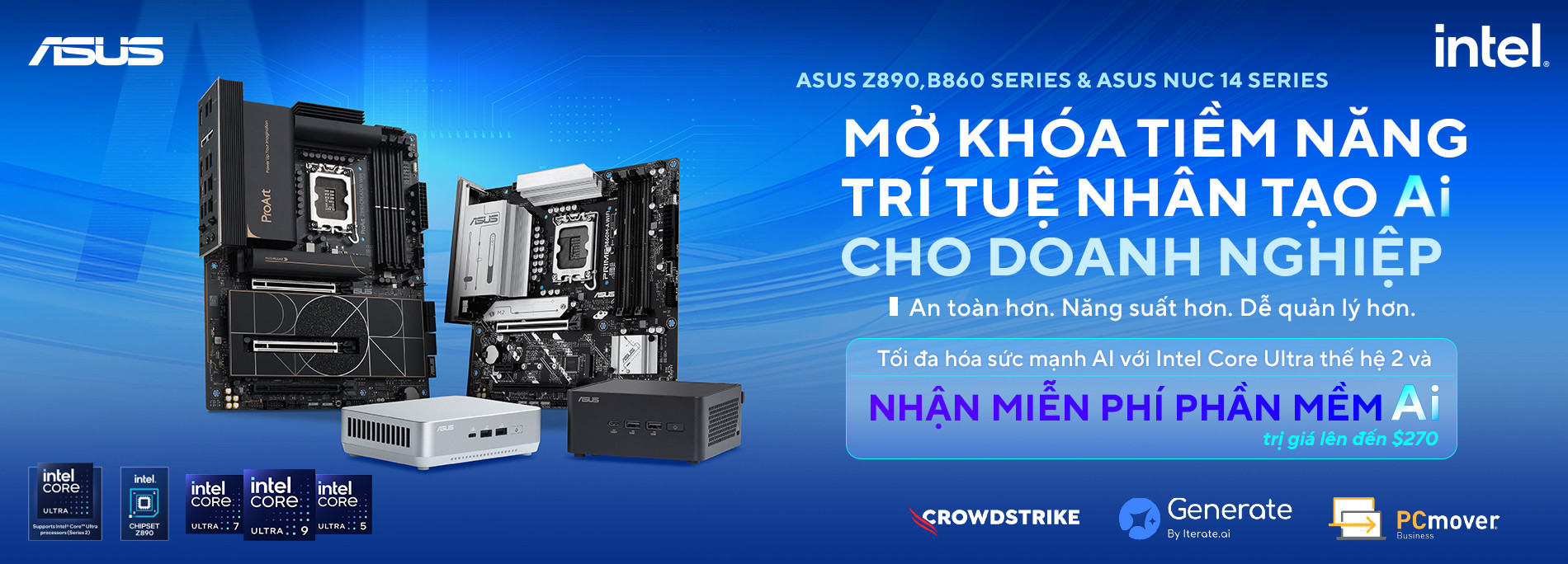 Tặng phần mềm Intel AI độc quyền cho các sản phẩm Bo mạch chủ & Mini PC của ASUS