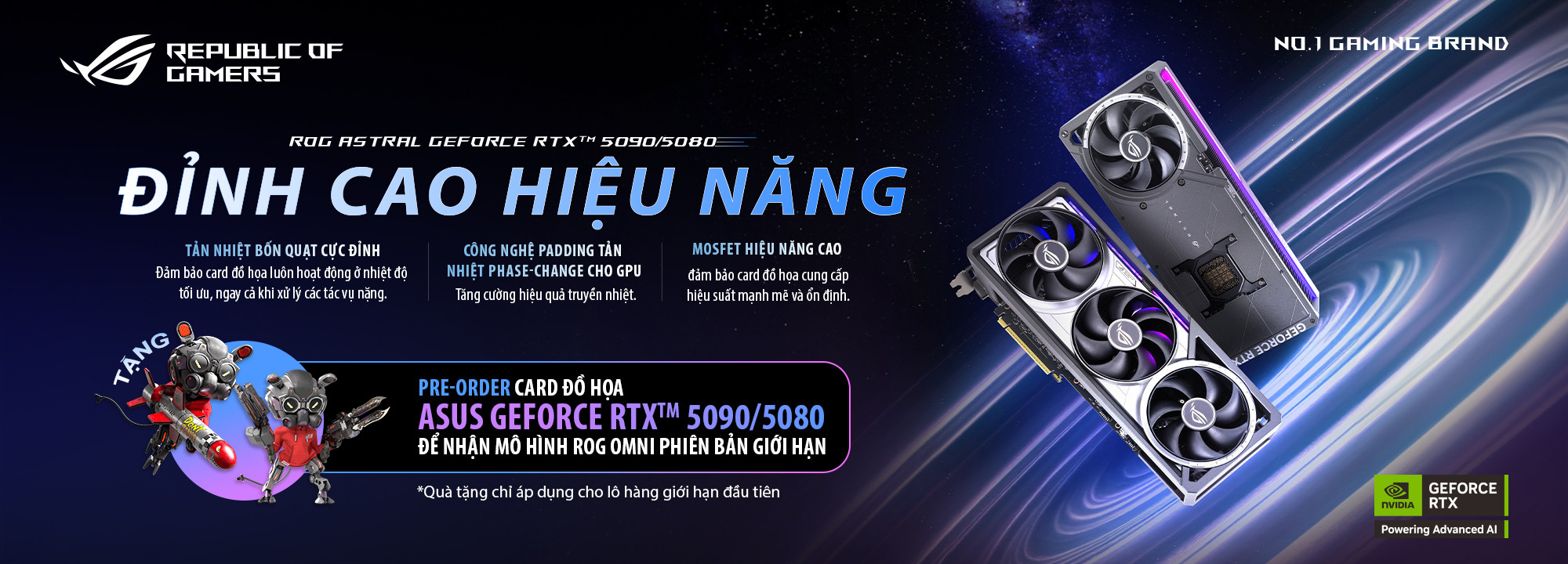 Pre-order Card đồ họa ASUS RTX™ 5090/5080 series để nhận mô hình ROG Omni phiên bản giới hạn