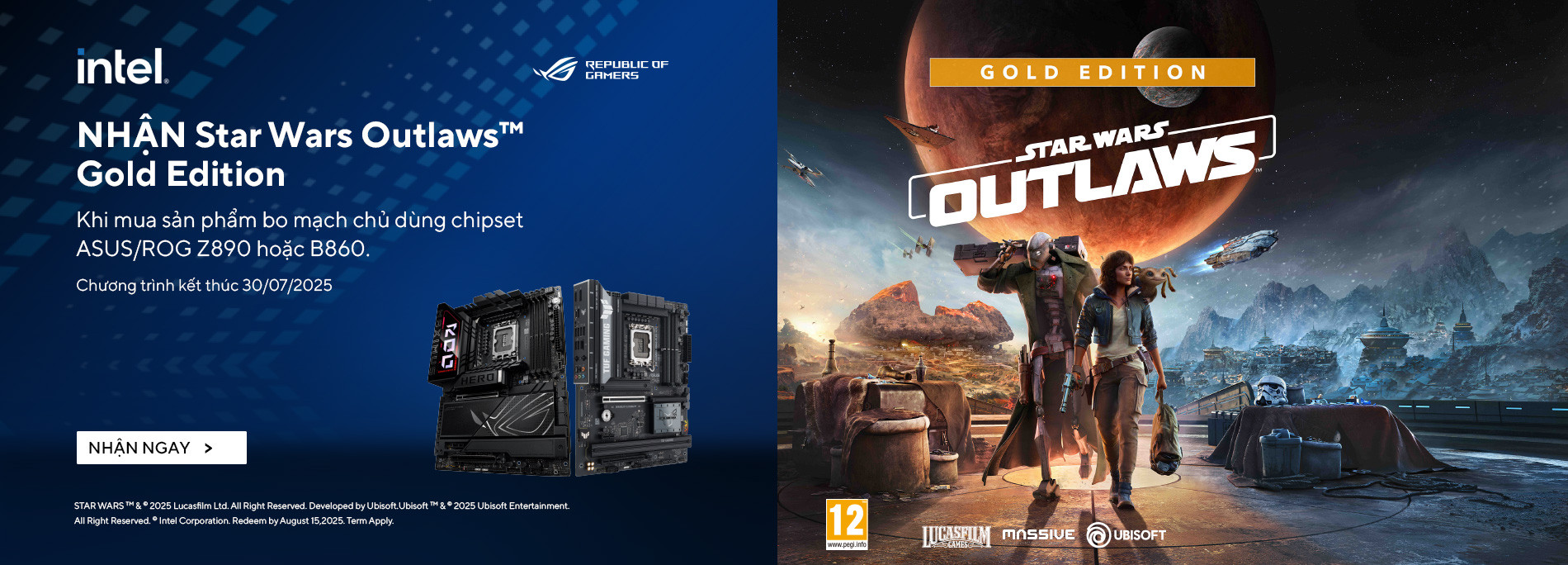 Tặng Star Wars Outlaws Gold Edition Khi Mua Bo Mạch Chủ ASUS Z890/B860