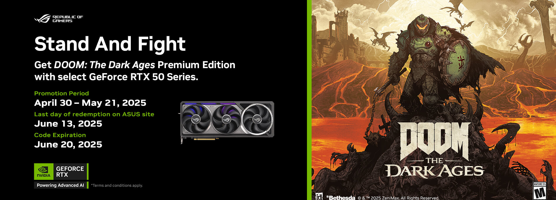 Nhận code DOOM: The Dark Ages khi mua VGA ASUS 50 Series được chọn