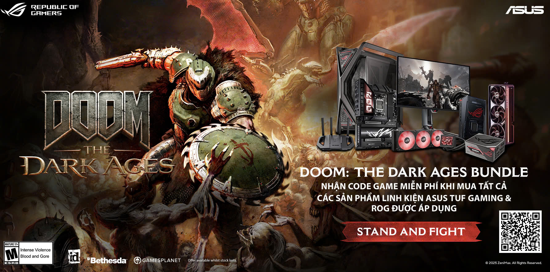 Mua Linh Kiện ROG/TUF, Nhận Free Game DOOM: The Dark Ages & Săn PC Khủng!