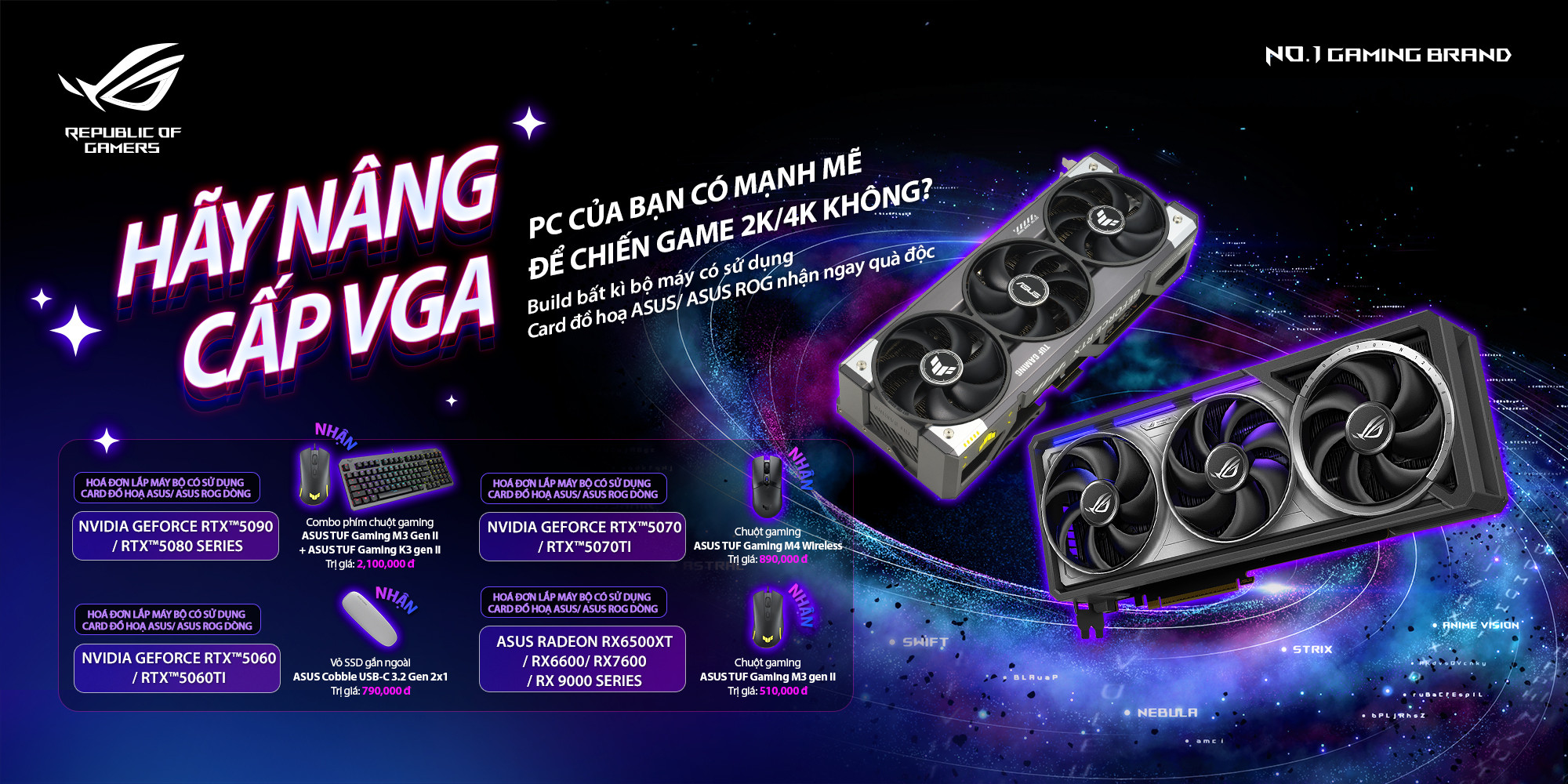 Nâng Cấp VGA ASUS/ROG: Nhận Quà Gaming Gear Đến 2.1 Triệu