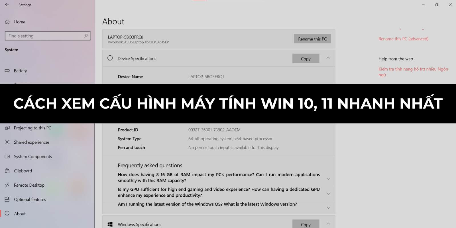 Cách xem cấu hình máy tính win 10, 11 nhanh nhất