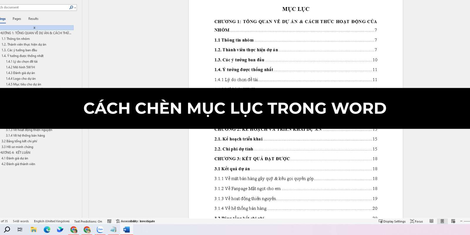 Cách chèn mục lục trong Word Office 365 đơn giản nhất