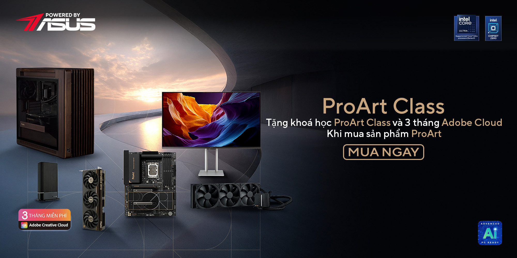 Nhận Miễn Phí 3 Tháng Adobe Creative Cloud và Bộ Khóa Học Độc Quyền Khi Mua Sản Phẩm ASUS ProArt
