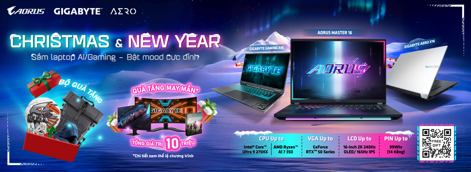GIGABYTE Chistmas & New Year SẮM LAPTOP AI/GAMING - BẬT MOOD CỰC ĐỈNH