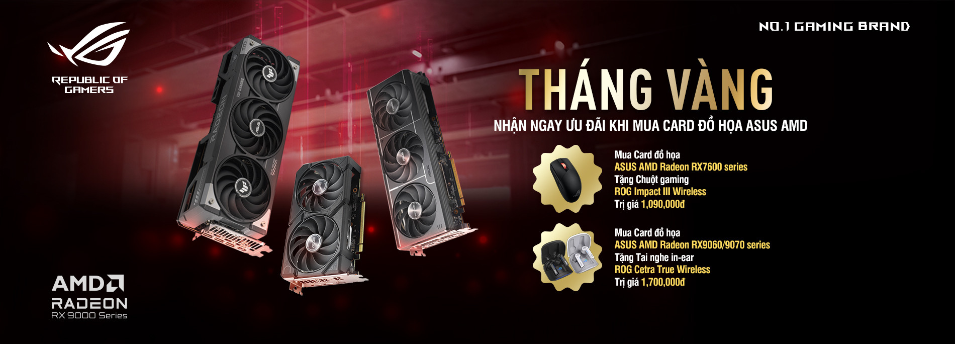 Tháng Vàng ASUS AMD - Nâng Cấp VGA, Rinh Ngay Gear ROG Trị Giá 1.7 Triệu!