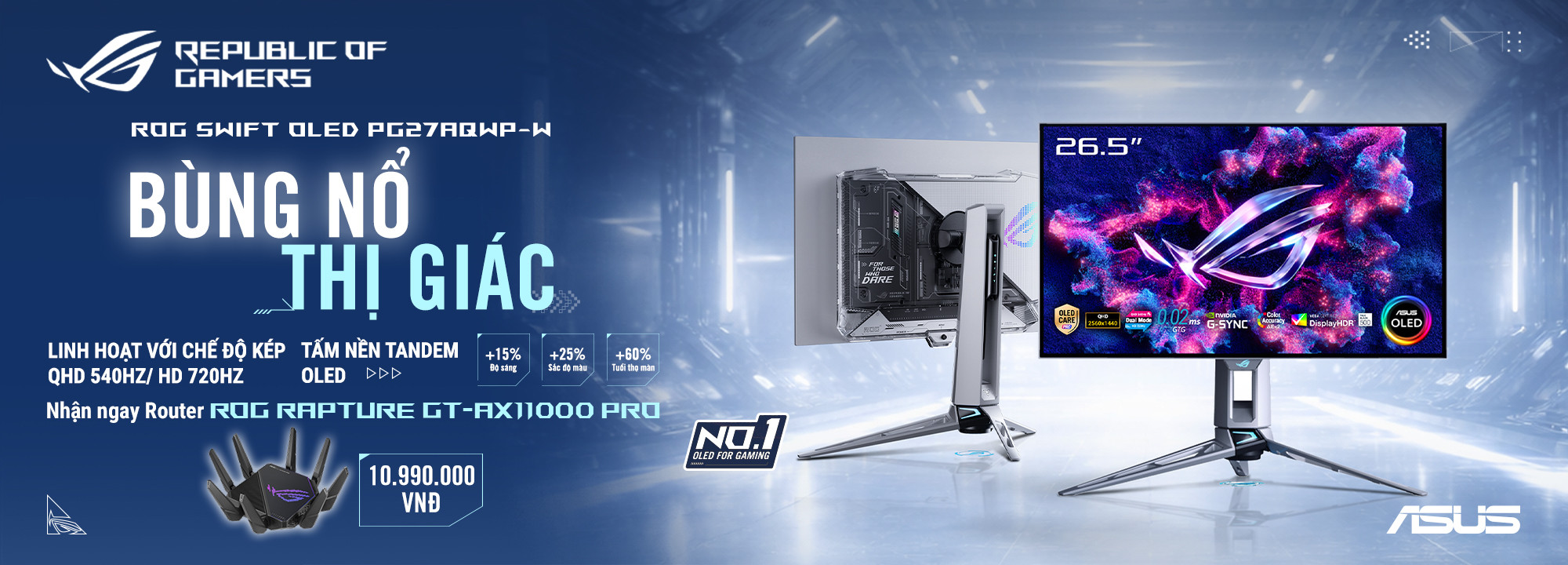 Bùng Nổ Thị Giác, Thăng Hoa Trải Nghiệm Cùng Màn Hình ROG Swift PG27AQDP-W