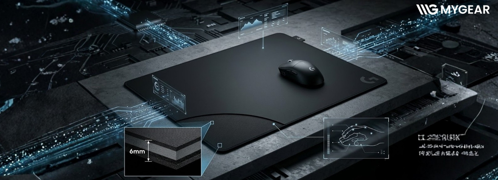 Lót Chuột Logitech G PRO X CONTROL: Dệt Kim Đế SlimFlex 6mm Hoàn Hảo