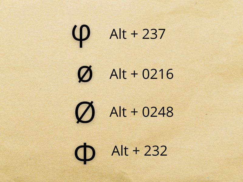 Hướng dẫn viết ký hiệu phi (φ, ø, Ø, Φ) trong Excel bằng những phím tắt