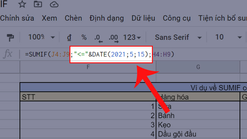 Hướng dẫn cách sử dụng hàm SUMIF trong Google Sheet tính tổng phức tạp