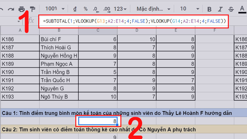  Hướng dẫn cách kết hợp hàm SUBTOTAL với VLOOKUP trong Google Sheet đơn giản, hiệu quả