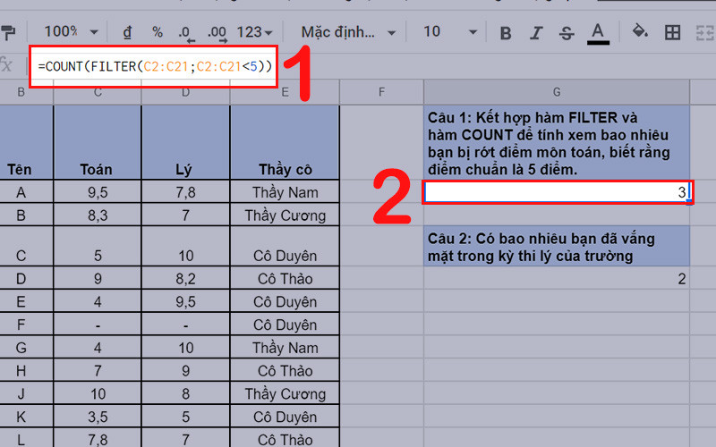 Bật mí cách sử dụng hàm COUNT trong Google Sheet đếm số ô dữ liệu số nhanh chóng