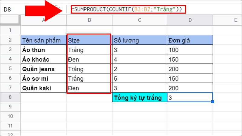 Hướng dẫn cách sử dụng hàm SUMPRODUCT trong Google Sheet tính tích tổng đơn giản 