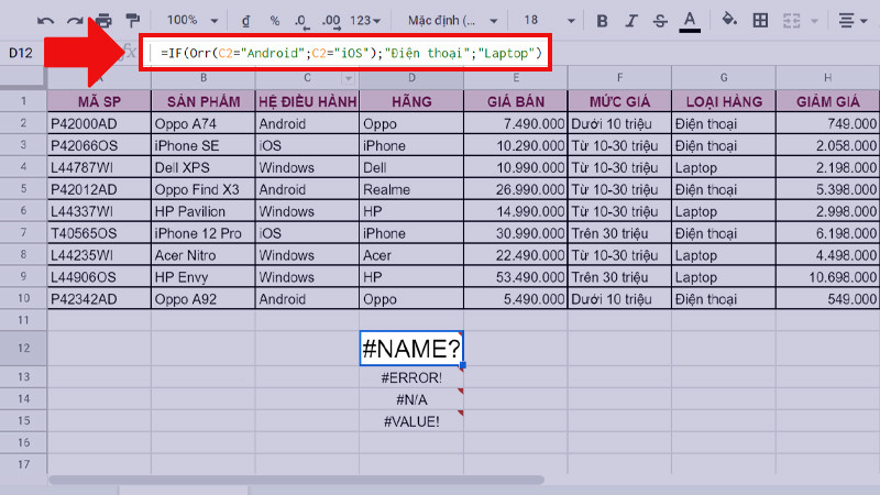 Hướng dẫn cách kết hợp hàm IF với hàm AND/OR trong Google Sheet nhanh chóng