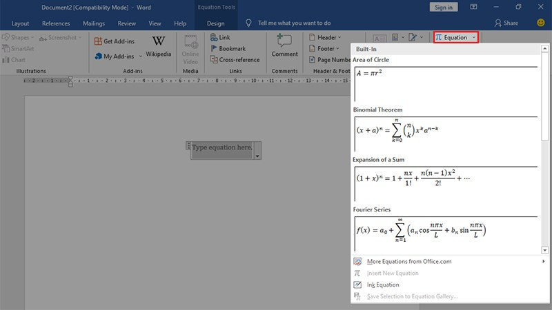 Sửa lỗi thanh công cụ toán học không hiển thị trong Microsoft Word 100% thành công