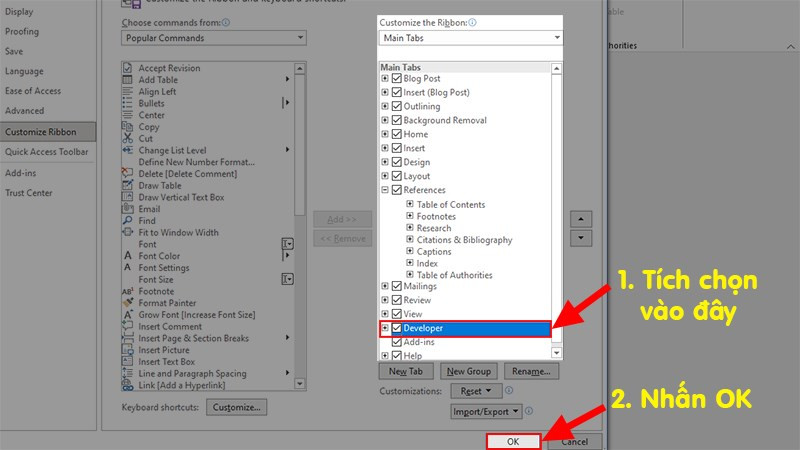 Hướng dẫn thêm thẻ Developer trong Microsoft Word cho mọi phiên bản nhanh, đơn giản