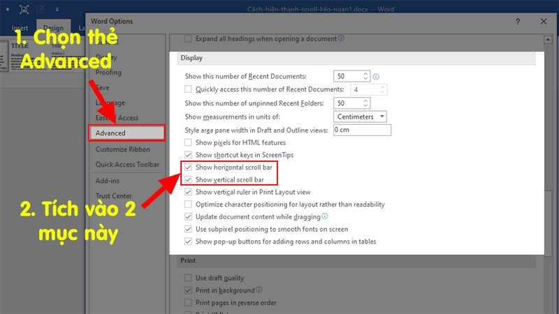 Hướng dẫn hiển thị thanh cuộn trong Microsoft Word 2010, 2013, 2016