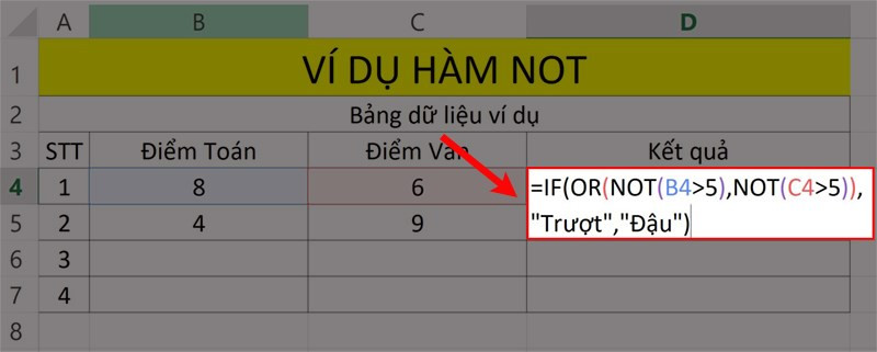 Hướng dẫn sử dụng hàm NOT để nghịch đảo giá trị trong Microsoft Excel chi tiết nhất