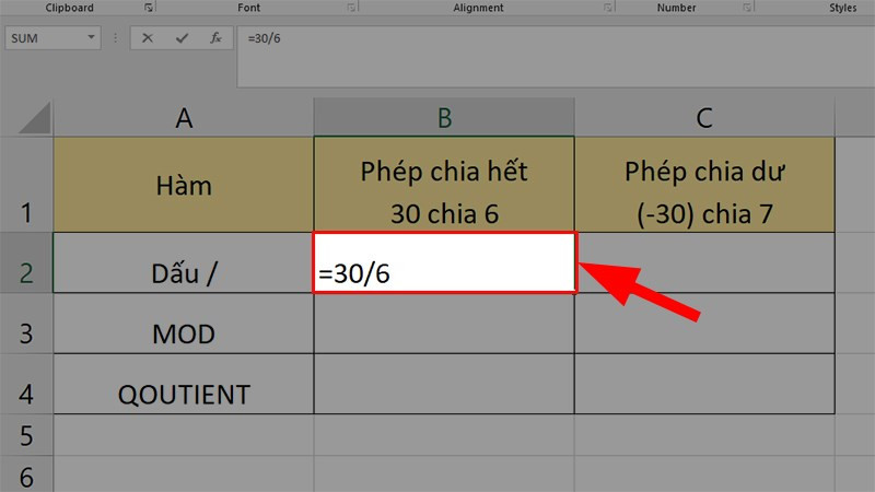 Hướng dẫn dùng hàm chia trong Excel cực dễ, có ví dụ minh họa