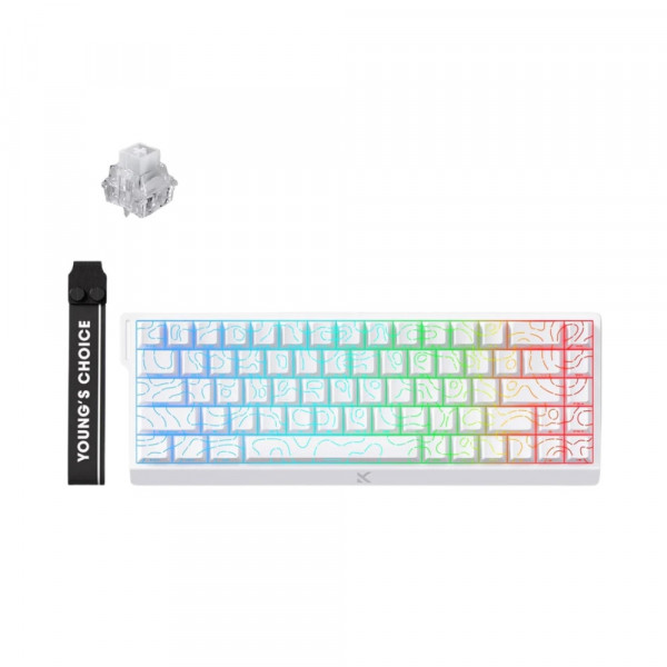 Bàn phím gaming Mchose Hall Effect Ace 68 Ice White Topographic Rhino Magnetic Switch
