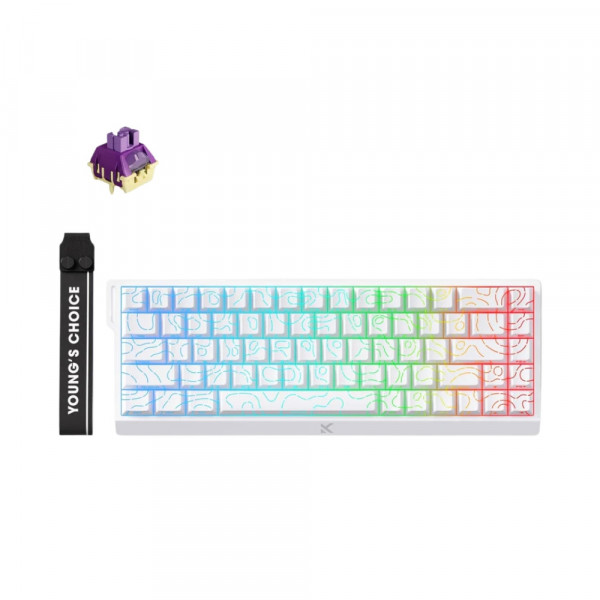 Bàn phím gaming Mchose Hall Effect Ace 68 Ice White Topographic TTC Dragon Lord Magnetic Switch