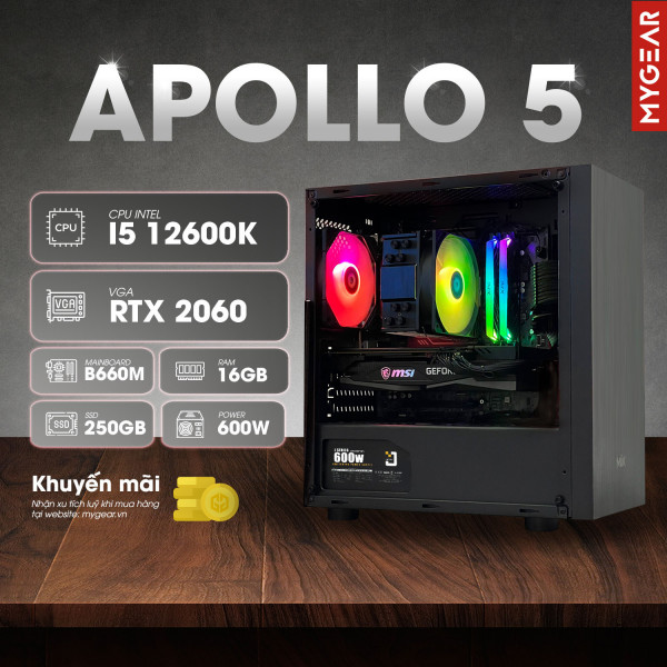 MG Apollo 5 Pro| INTEL I5 12600K| RAM 16G| 250G SSD| RTX 2060 12G| 600W|